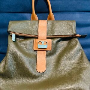 Valentina Olive Green Leather Backpack
